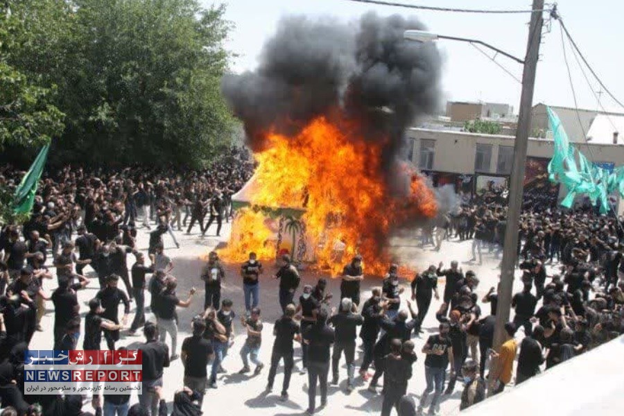 سوختن دل ها و جاری شدن اشک در کنار خیمه های سوخته در بافق